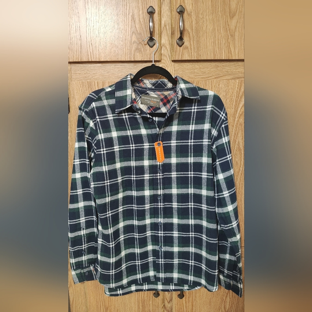 Men's M Navy/Green Flannel